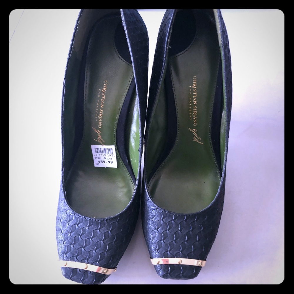 Christian Siriano Gold collection black heels